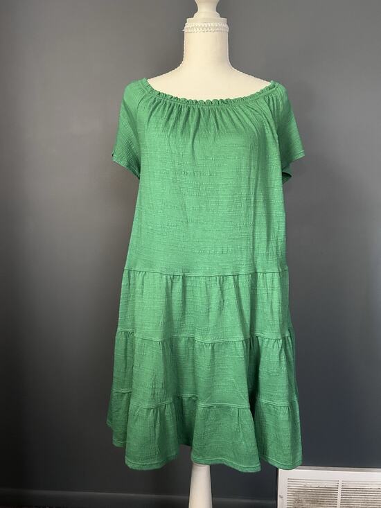 Max Studio Dresses & Skirts - Max Studio Bright Green Ruffled Tiered Sundress Summer Coastal Colorful Women L